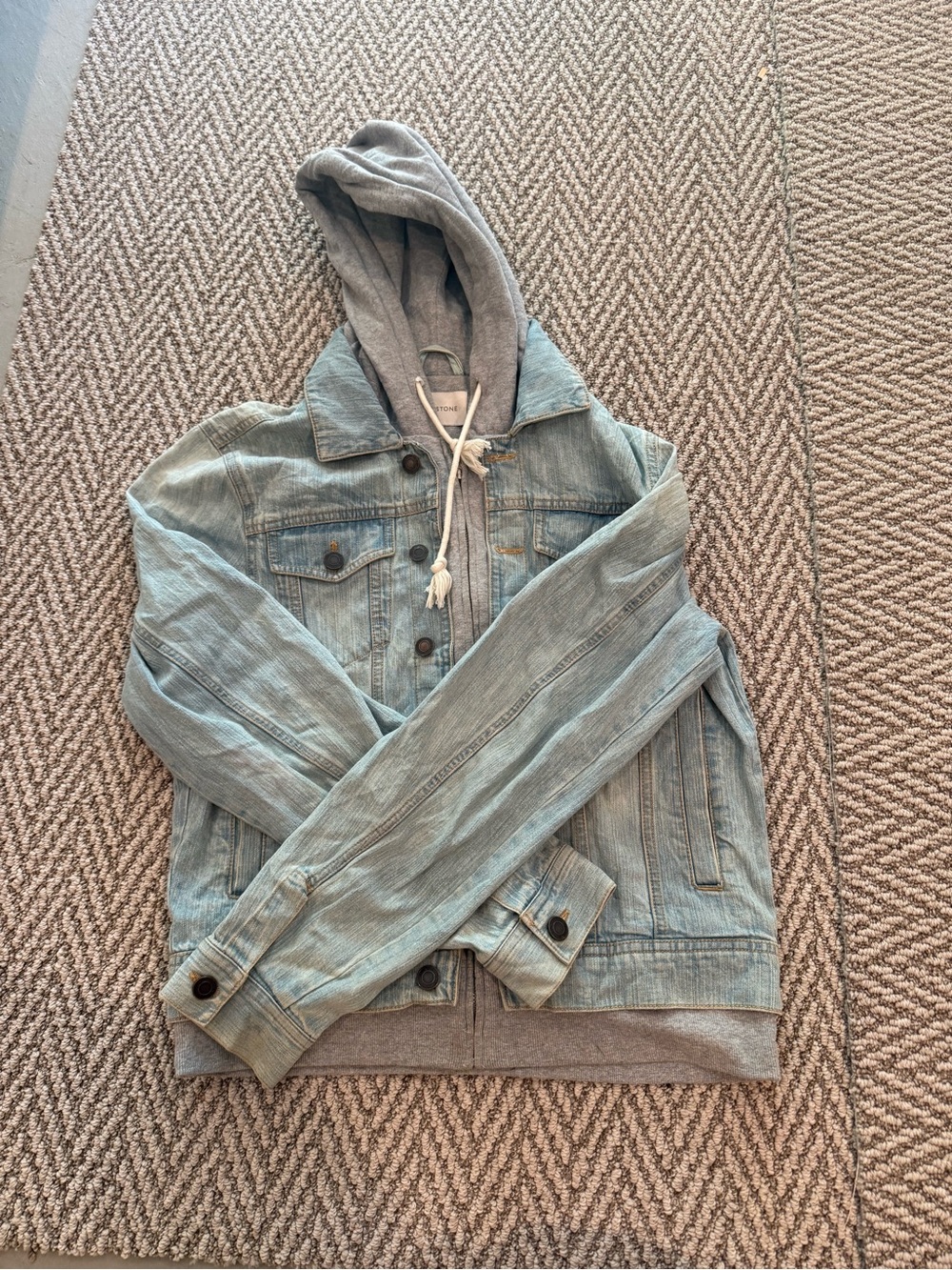 Sun + Stone Heather Gray Hoodie with White Drawcords